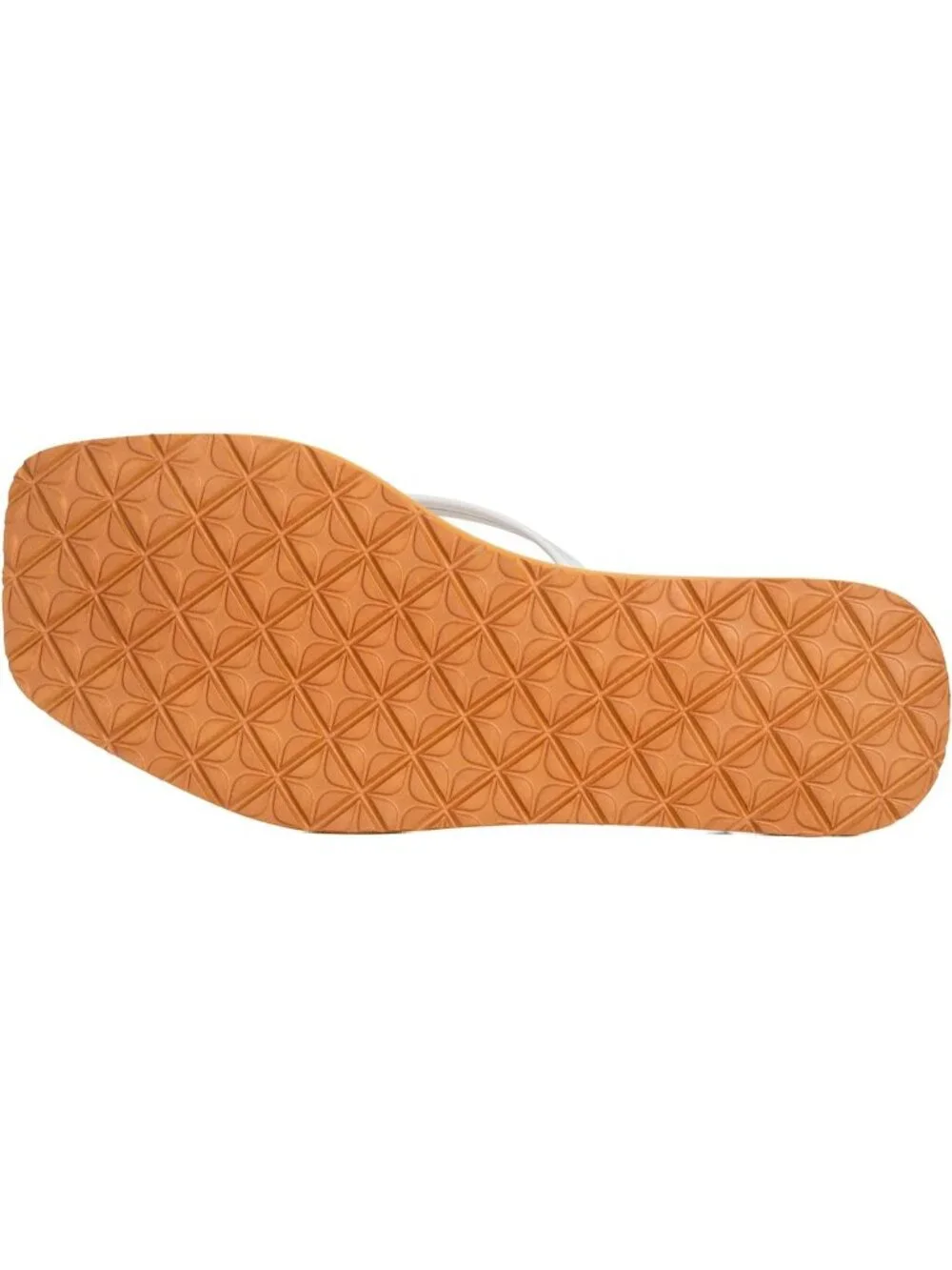 Women's White Rubber Sole Summer Comfortable Flip Flops Square Toe Flat Sandals